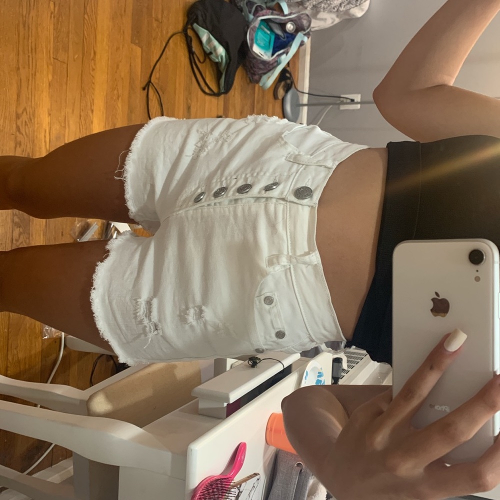 white denim shorts